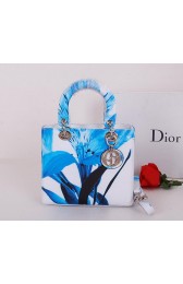 Christian Dior Alstroemeria Flower Lady Dior Bag CD6087 Blue VS04881