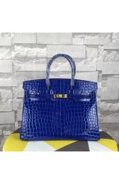 Copy Best Hermes Birkin 35CM Tote Bag Blue Crocodile Leather B06222 VS04406
