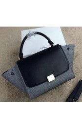Copy Celine mini Trapeze Bag Suede Leather CL005 Grey&Black VS06814