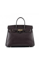 Copy Hermes Birkin 35CM Tote Bag Dark Brown Ostrich Leather H6089 Gold VS07658