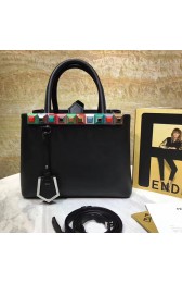 Copy Quality Fendi 2Jours Petite Studded Tote Bag Black FB1753 VS07140