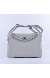 Designer Hermes Lindy 30CM Grainy Leather Shoulder Bag H6207 Grey VS08326