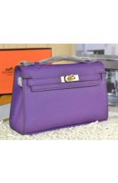 Designer Hermes MINI Kelly 22cm Tote Bag Calfskin Leather Purple VS05689