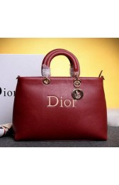 Dior Shish Tote Bag Grainy Calfskin Leather D0133 Red VS03472