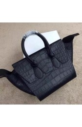 Fake Celine Tie Nano Top Handle Bag Croco Leather CT98313 Black VS08424