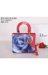 Fake Designer Dior Rose Leather Lady Dior Bag D6095 Red VS06244