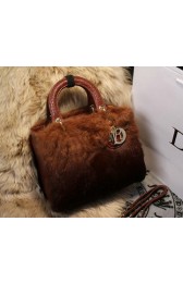 Fake Dior Small Diorissimo Bag Cony Hair D2016 Brown VS01929