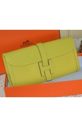 Fake Hermes Jige Clutch Bag Calfskin Leather Lemon VS07719