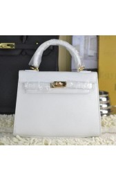 Fake Hermes Kelly 22cm Tote Bag Calfskin Leather White VS05535