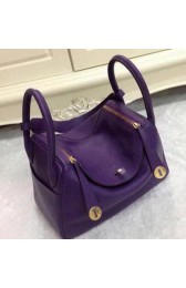 Fake Hermes Lindy 30CM Purple Leather Shoulder Bag HLD30 Gold VS06742