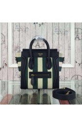 Fake Imitation Celine Luggage Nano Bag Fabric CTA3309 Black&Green VS07802