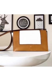 Fake Luxury Celine Medium Smooth Calfskin Frame Shoulder Bag White and Khaki C130402 VS03615