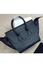 Fake Replica Celine Tie Top Handle Bag Croco Leather 98314 Black VS05017