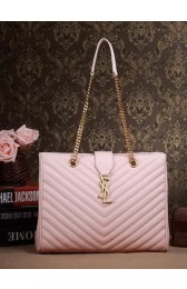 Fake Saint Laurent Classic Monogramme Shopping Tote Bag Cannage Pattern Y5481 Pink VS04997