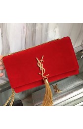 Fake Yves Saint Laurent Red Suede Monogram Tassel Bag Y221240 VS06751