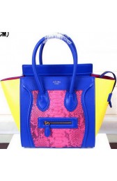 Fashion Replica Celine Luggage Micro Boston Bag Snake Leather CT3308M Rose&Blue&Yellow VS06536