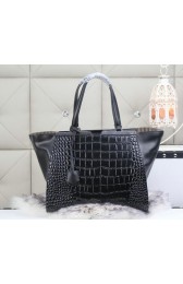 Fendi 2Jours Tote Bag Croco Leather 8BH272 Black VS07590