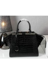 Fendi 3Jours Tote Bag Croco Leather F1131 Black VS09543
