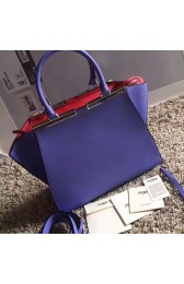 Fendi 3Jours Tote Bag Original Leather Blue with Red Lining F280501 VS09376