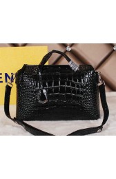 Fendi Fall Winter 2015 Tote Bags Croco Leather F2351 Black VS05235