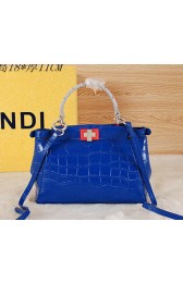 Fendi mini Icoic Peekaboo Bag Croco Leather F6033 Blue VS05451
