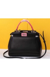 Fendi mini Peekaboo Bag Sheepskin Leather FD520885 Black&Red VS05541