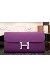 Hermes Constance Long Wallets Original Leather HA909 Purple VS09880