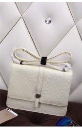 Hermes Ostrich Leather Flap Shoulder Bag H8075 White VS00328