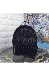 High Imitation Miu Miu Mini Matelasse Leather Crossbody Backpack Black BL0624 VS02528
