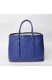 Hot Prada Twin Saffiano Leather Cuir Large Tote BN2820 in Blue with Silver Hardware XZ VS06702