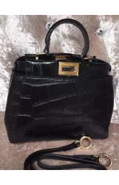 Imitation 1:1 Fendi mini Peekaboo Bag Croco Leather F30320 Black VS05836