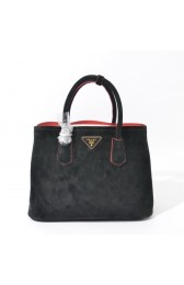 Imitation AAA Prada Twin Original Suede Leather Cuir Large Tote BN2761S in Black with Gold Hardware XZ VS06513