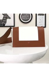 Imitation AAAAA Celine Medium Smooth Calfskin Frame Shoulder Bag White and Brown C130402 VS04204