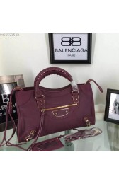 Imitation Balenciaga Goatskin Classic Metallic Edge City Bag B30589 Burgundy VS07735