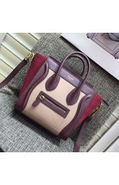 Imitation Celine Nano Luggage Original Leather Pink&Burgundy CL180910 VS07908