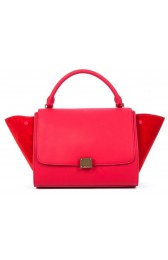 Imitation Celine Trapeze tote Bag 3042 in Peach Original Leather with Red Suede Fug VS06723