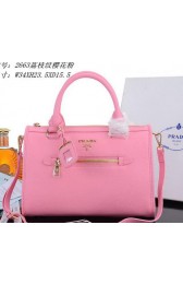 Imitation Fashion Prada Litchi Leather Top Handle Bags PBL2663 Pink VS09611