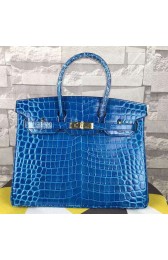 Imitation Hermes Birkin 35CM Tote Bag Light Blue Crocodile Leather B06222 VS05636