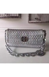Imitation Miu Miu Crystal Nappa Leather Shoulder Bag Silver 5BD233 VS06122