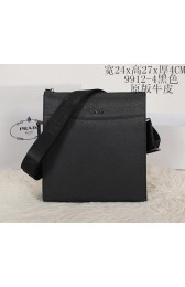 Imitation Prada Calf Leather Messenger Bag 99124 Black VS07295