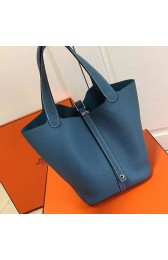 Imitation Quality Hermes Picotin Lock 22 Tote Bag Togo Leather Blue HP1112 VS02002