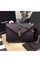 Imitation Saint Laurent Classic Large Monogram Shoulder Bag in Black Grained Matelasse 396910 VS07100