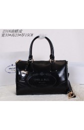 Knockoff Prada Iridescent Leather Boston Bag BN2318 Black VS06079