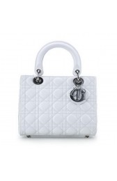 Lady Dior Bag mini Bag White Original Sheepskin Leather D44551 Silver VS06963
