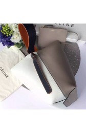 Luxury Celine Small Twisted Cabas in White and Grey Smooth Calfskin C072068 VS06040