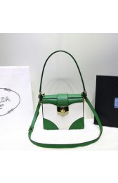 Luxury Prada Original Leather Flap Bag BN2776 White&Green VS09494