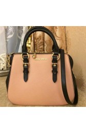 miu miu Madras Goat Leather Top-handle Bag RL0063 Black&Light Pink VS06870