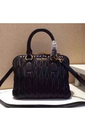 Miu Miu Matelassse Nappa Leather Top Handle Bag Black 5BB004 VS06158
