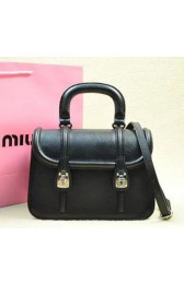 miu miu Original Leather Tote Bag RN1068 Black VS01415