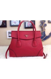 Prada Calfskin Leather Top Handle Bag in Red Fug VS06380